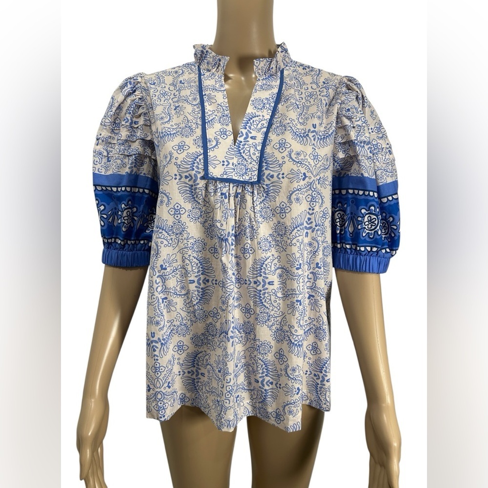 PINCH AVARA Floral Contrast Floral Puff Sleeve Women's Top size XL